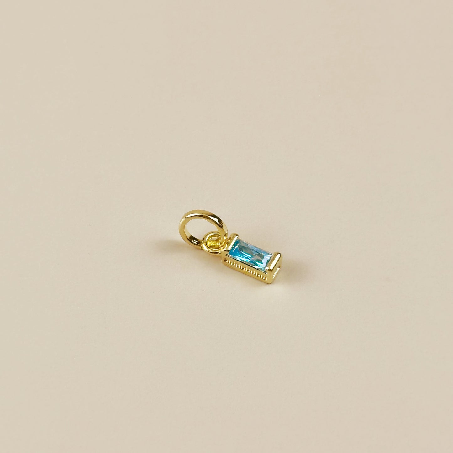Birthstone Pendant - Baguette CZ Charm for Necklaces