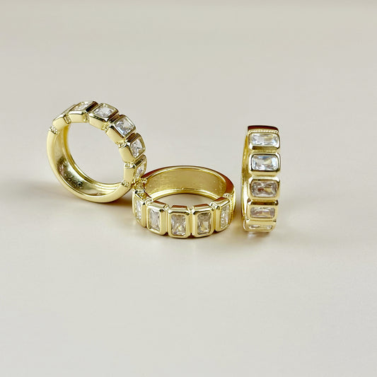 Stackable CZ Ring - Chunky Band Cubic Zirconia Ring for Women