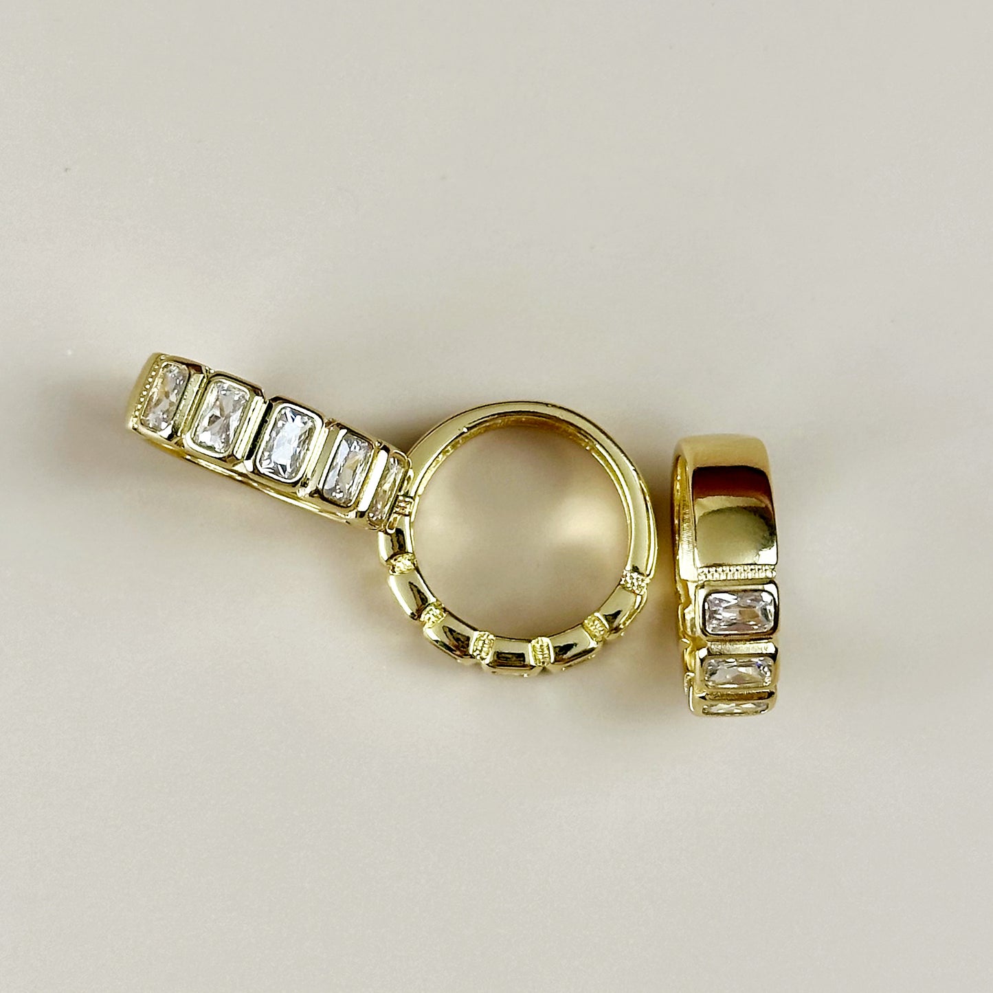 Stackable CZ Ring - Chunky Band Cubic Zirconia Ring for Women