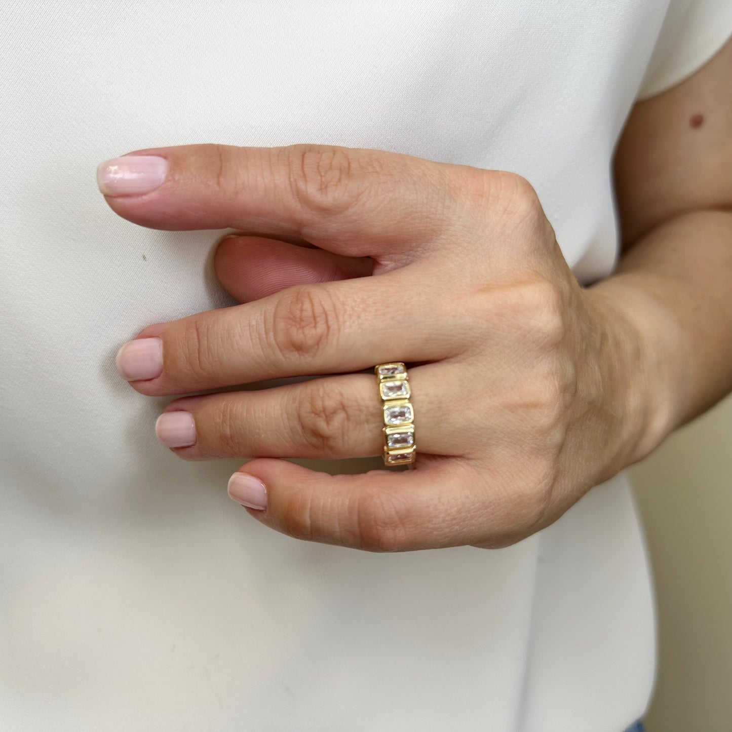 Stackable CZ Ring - Chunky Band Cubic Zirconia Ring for Women