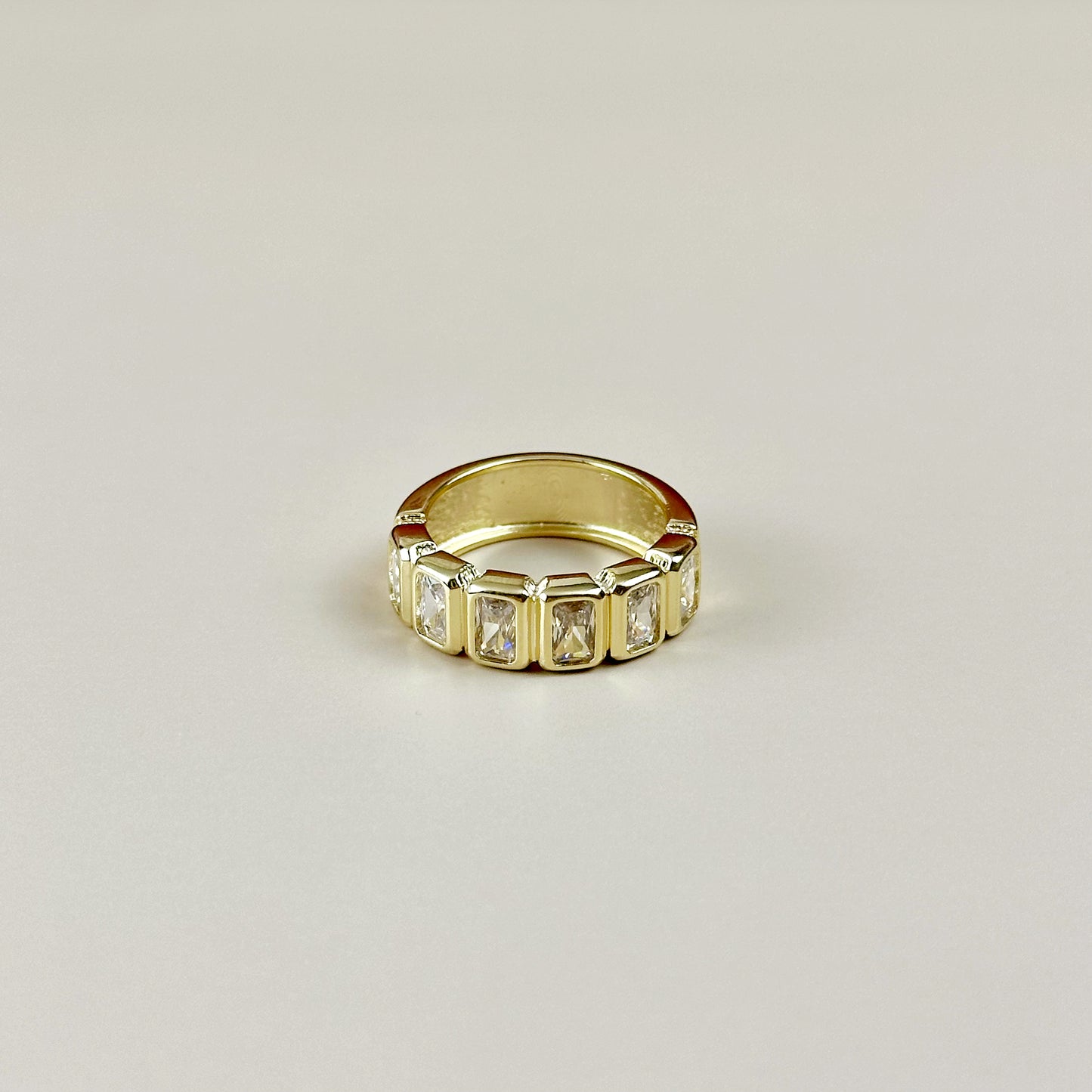Stackable CZ Ring - Chunky Band Cubic Zirconia Ring for Women