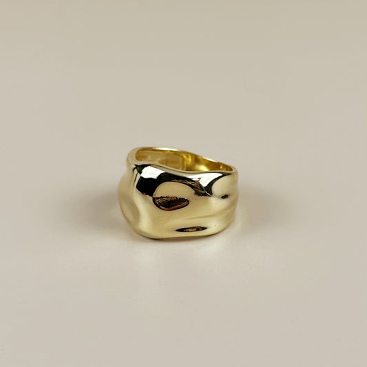 Wide Band Ring for Women - Chunky Statement Crumpled Design