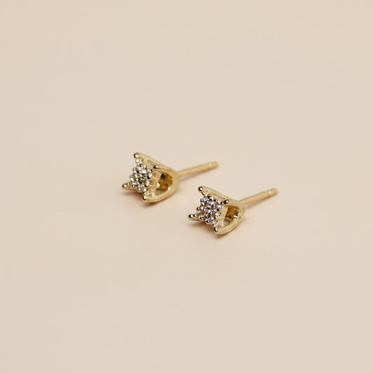 ✨ 18k Gold Filled Mini Pavé CZ Square Stud Earrings — Small. Square. Fully Sparkling.