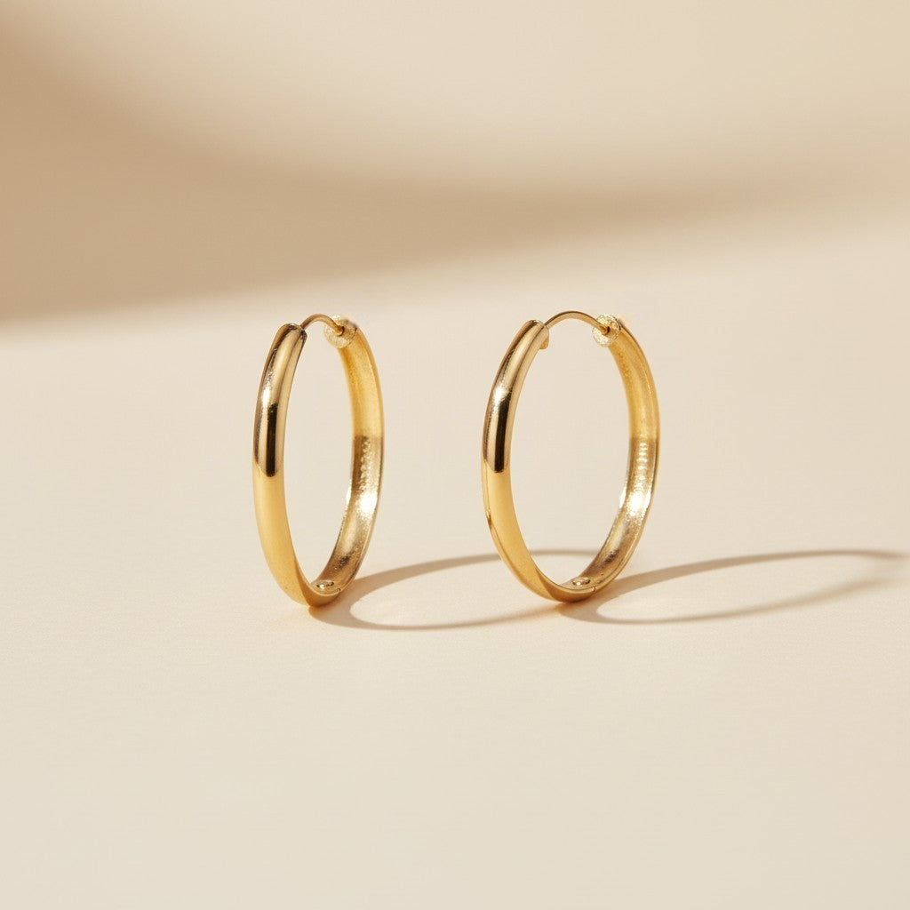 40mm Hollow Continuous Hoop Earrings for Women - Lightweight Statement Hoops, Hypoallergenic & Waterproof