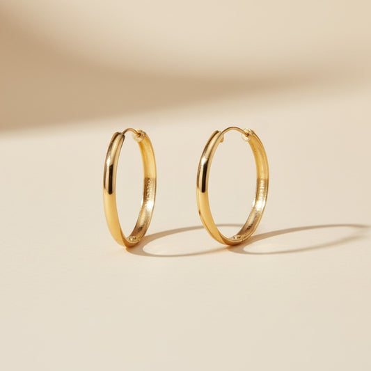 40mm Hollow Continuous Hoop Earrings for Women - Lightweight Statement Hoops, Hypoallergenic & Waterproof