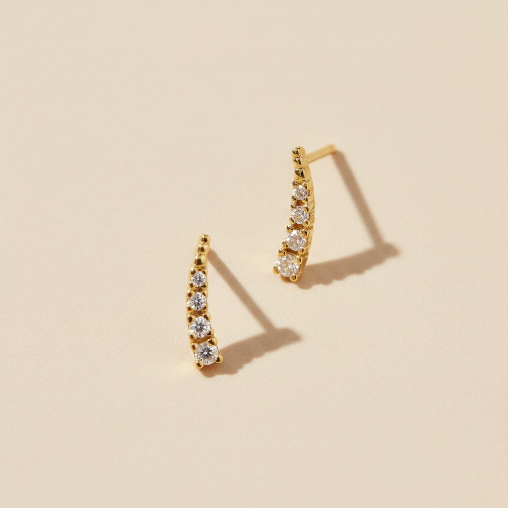 ✨ 18k Gold Filled Mini CZ Climber Earrings — Sparkle That Rises. The Earring With Direction.