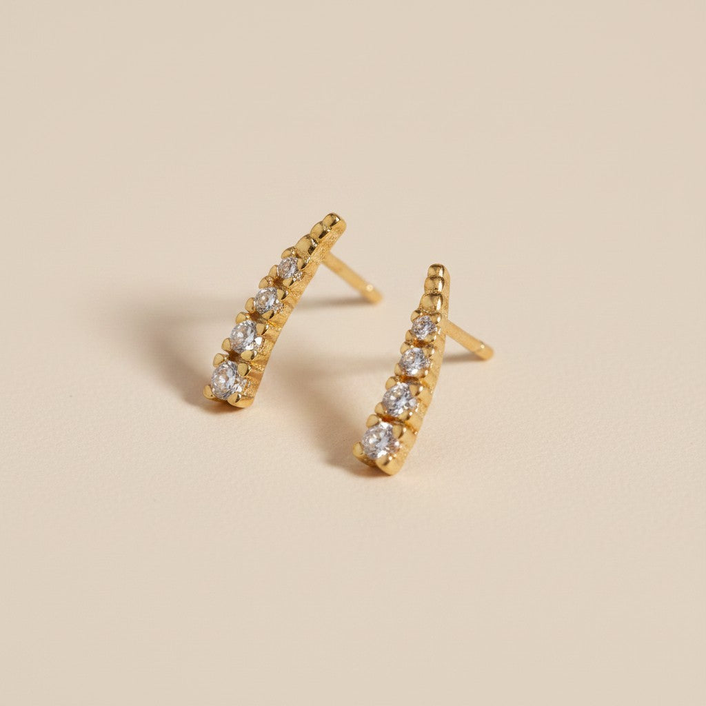✨ 18k Gold Filled Mini CZ Climber Earrings — Sparkle That Rises. The Earring With Direction.