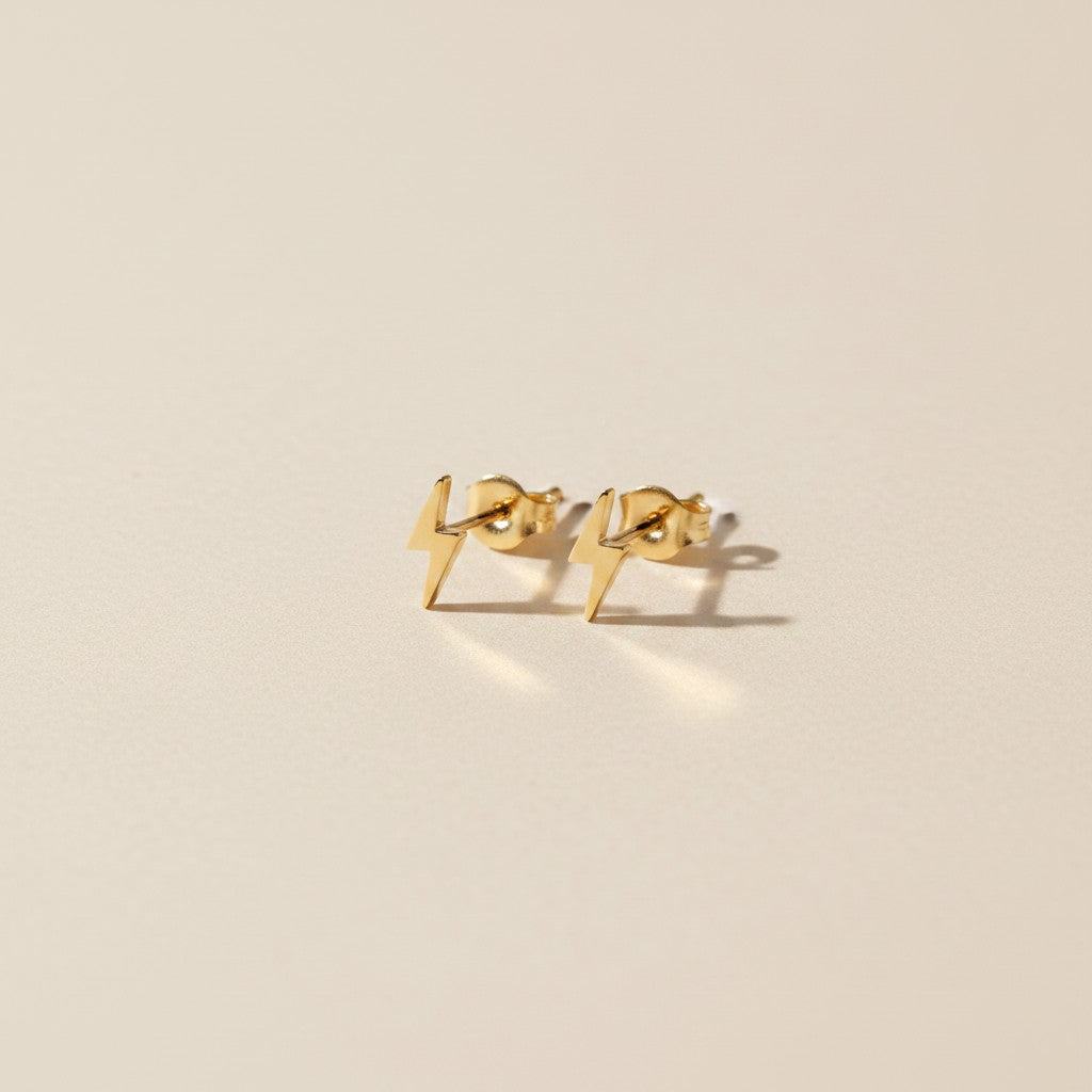 ⚡ 18k Gold Filled Lightning Bolt Stud Earrings — Pure Energy at the Ear. No Apologies.