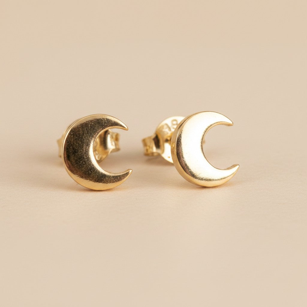 Mini Crescent Moon Stud Earrings