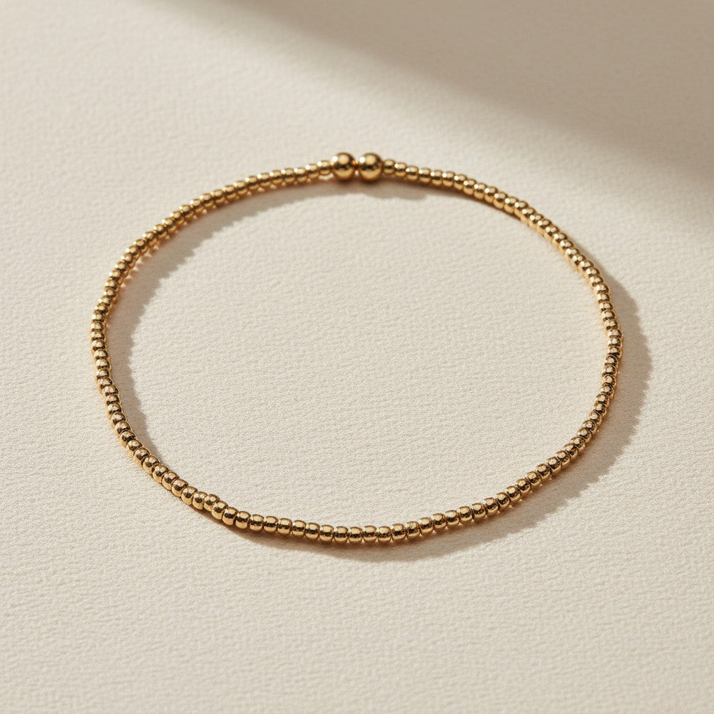 ✨ 18k Gold Filled 2mm Beaded Cuff Bracelet — Texture. Structure. The Wrist Done Right.