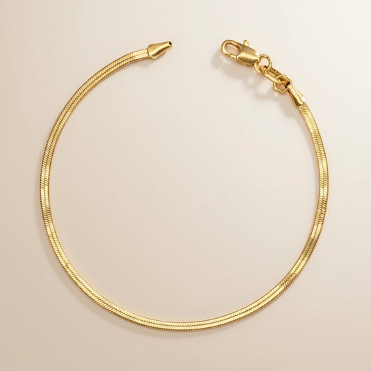 Chunky Herringbone Bracelet | Thick 2mm Chain Bracelet | Vintage Style Gold Bracelet | Luxury Layering Bracelet