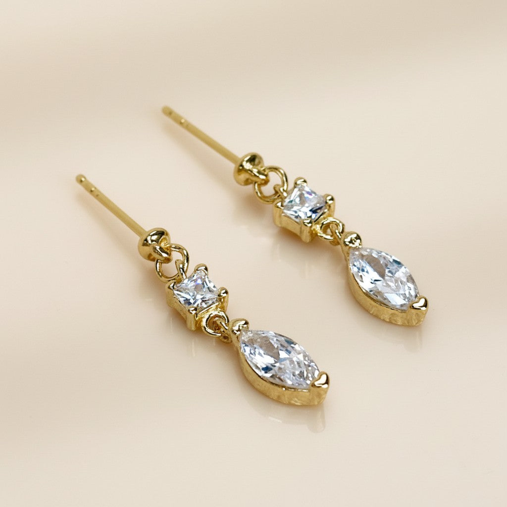 Princess Cut Dangling Earrings | CZ Diamond Drop Earrings | Luxury Statement Earrings for Women