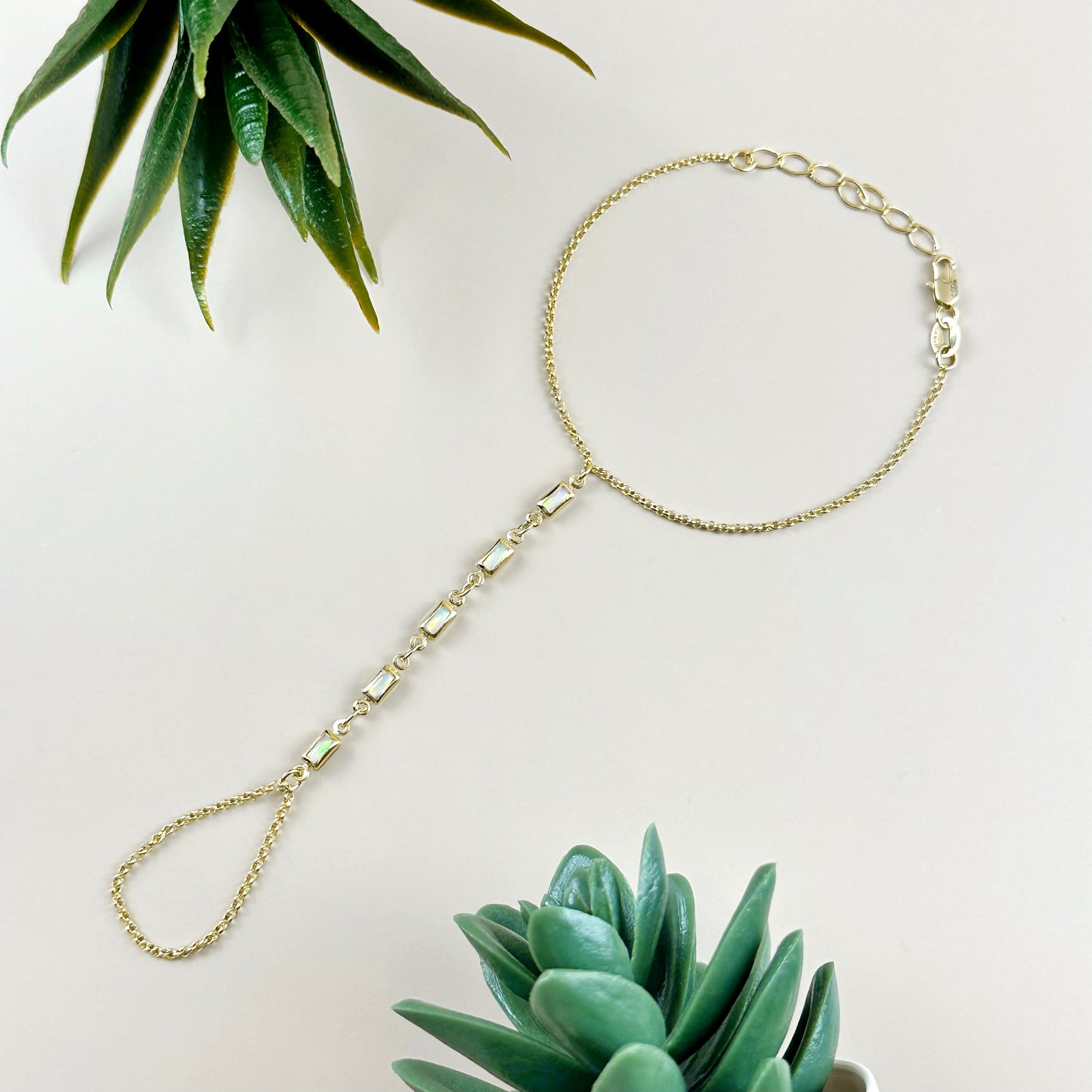 18k Gold Filled Mother of Pearl Hand Chain