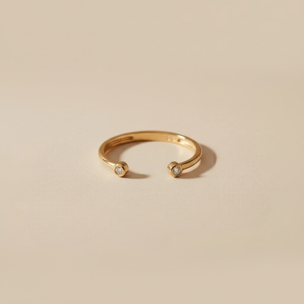 Open Ring with CZ - Delicate Stackable Ring for Women