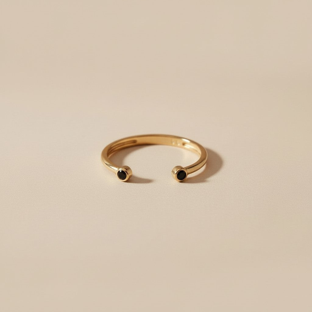 Open Ring with CZ - Delicate Stackable Ring for Women