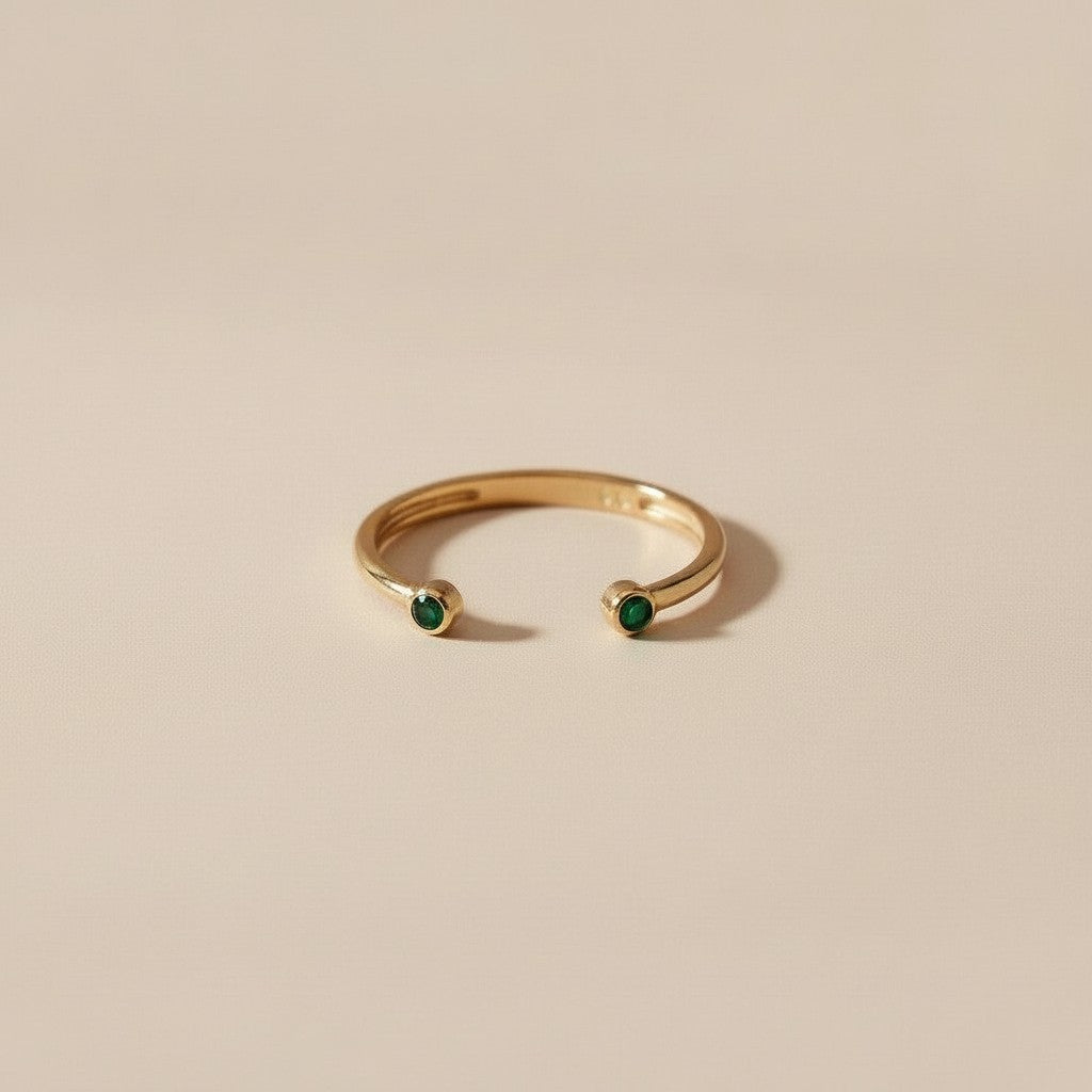 Open Ring with CZ - Delicate Stackable Ring for Women