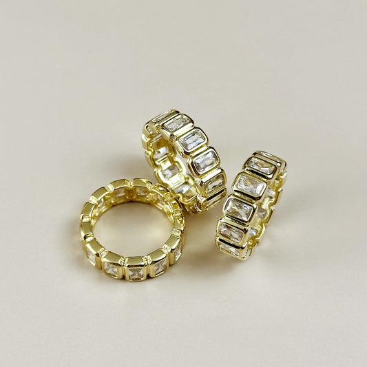 18K Gold Filled Chunky CZ Eternity Band Ring - Statement Ring for Women