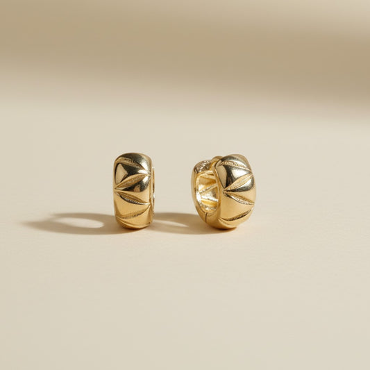 Mini Chunky Hoop Earrings - Diamond Cut Small Hoops for Women