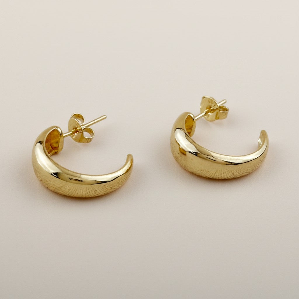 Chunky Gold C-Hoop Earrings | Thick Hoops | Modern Minimalist Earrings | Gift for Her
