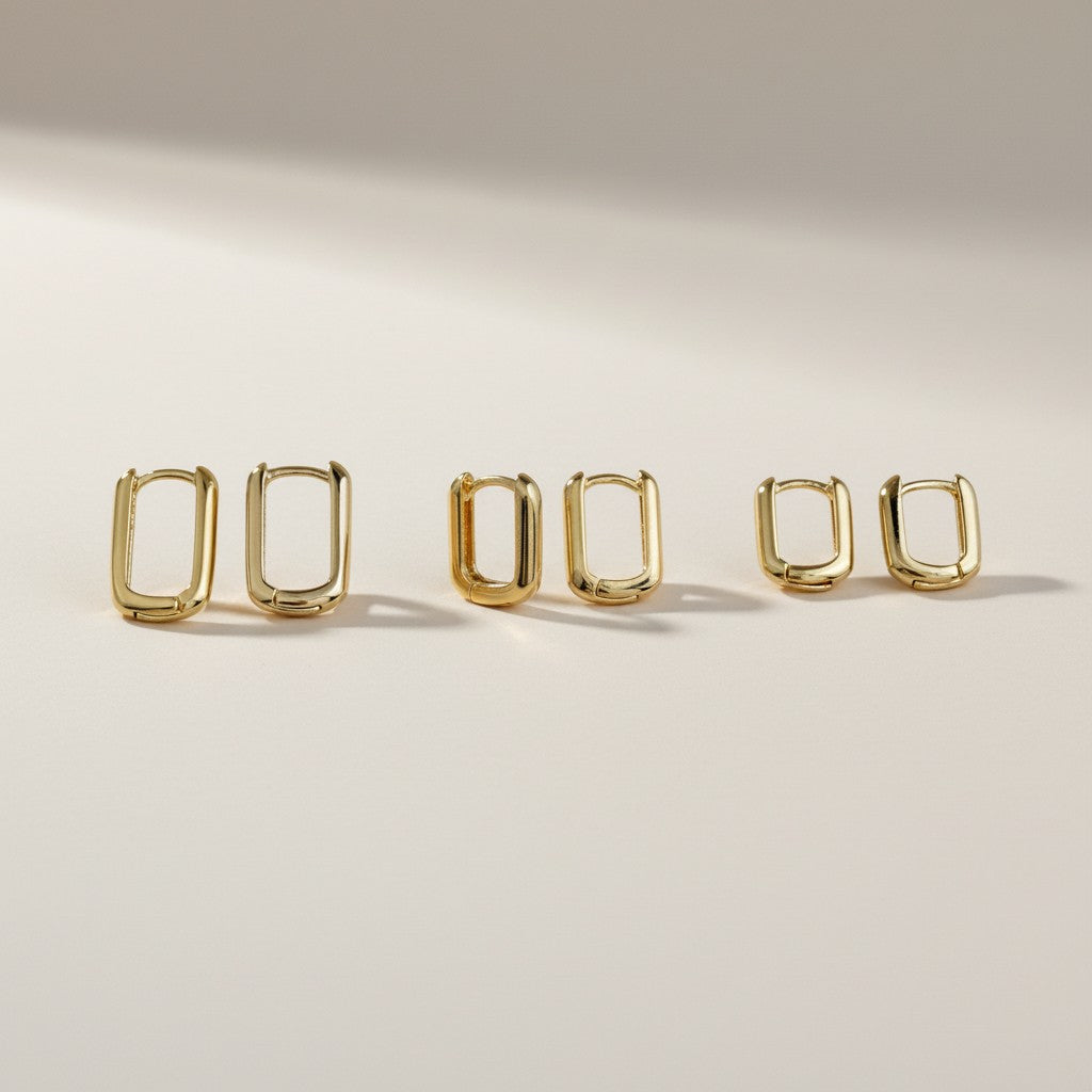 Oblong Hoop Earrings - Modern Minimalist Earrings for Women