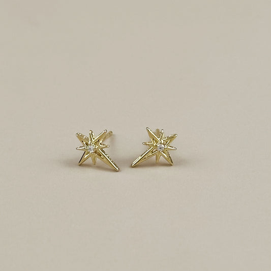 18K Gold Filled Starburst Stud Earrings - Celestial Star Earrings for Women