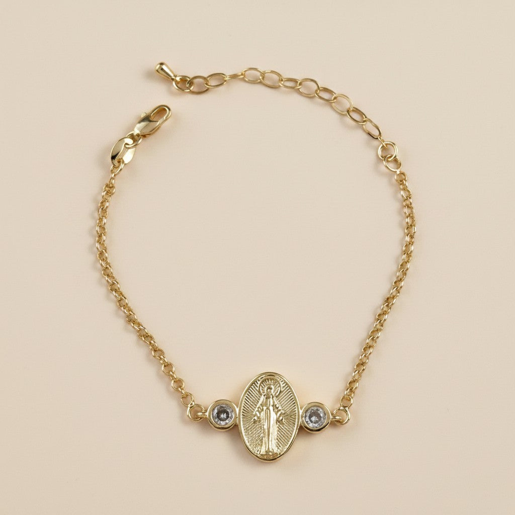 🙏 18k Gold Filled Lady of Grace Bracelet — Faith and Beauty, Worn at the Wrist.