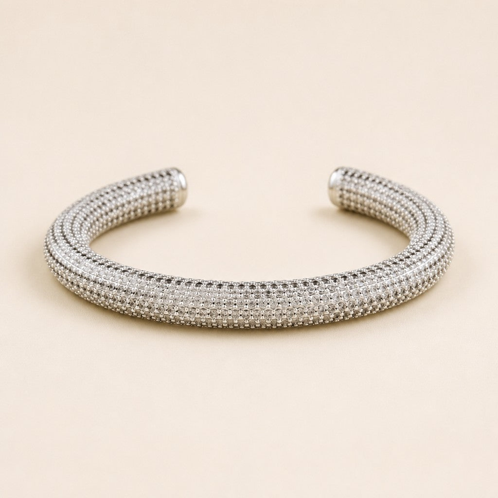 18k Gold Filled Chunky Iced Arm Cuff Bracelet | Diamond-Like Opulence