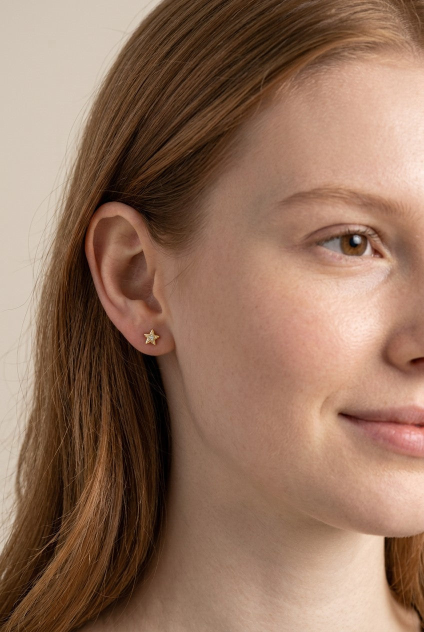 18k Gold Filled Star Stud Earrings | Whimsical Celestial Charm