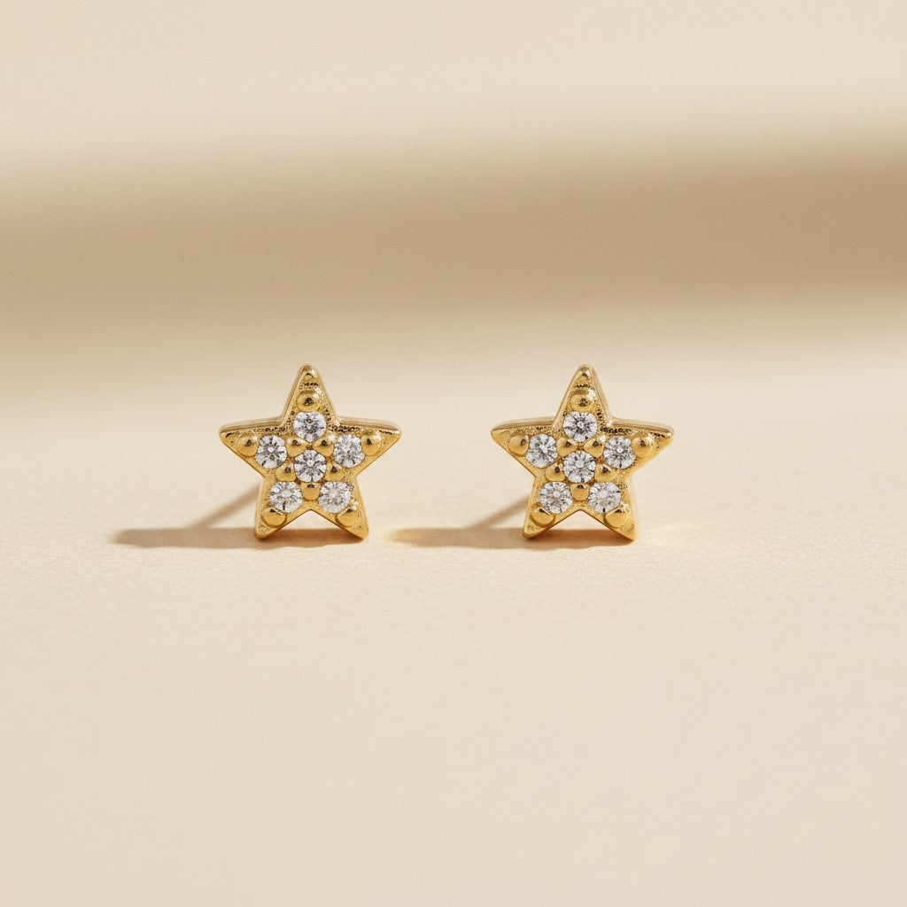 18k Gold Filled Star Stud Earrings | Whimsical Celestial Charm