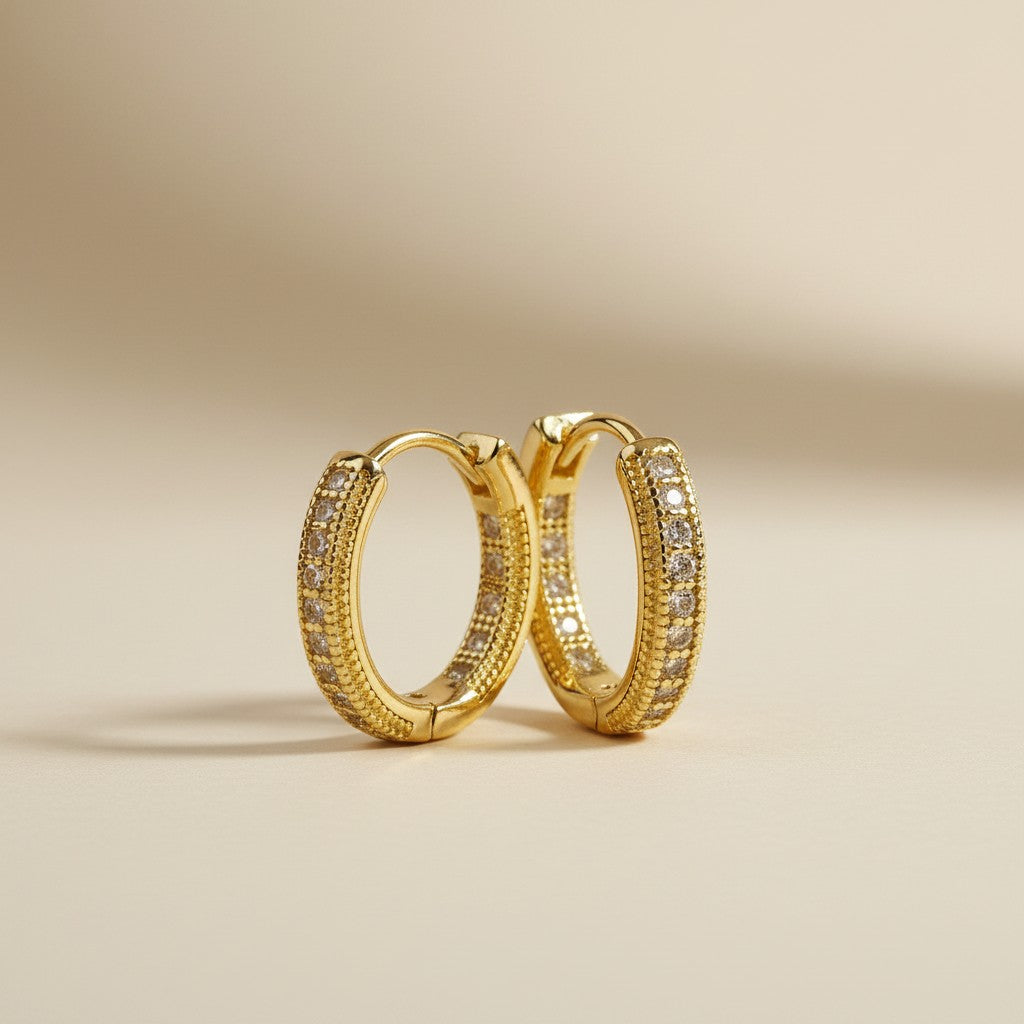 18k Gold Filled Double CZ Hoop Earrings — Inside. Outside. Every Angle. All Sparkle.