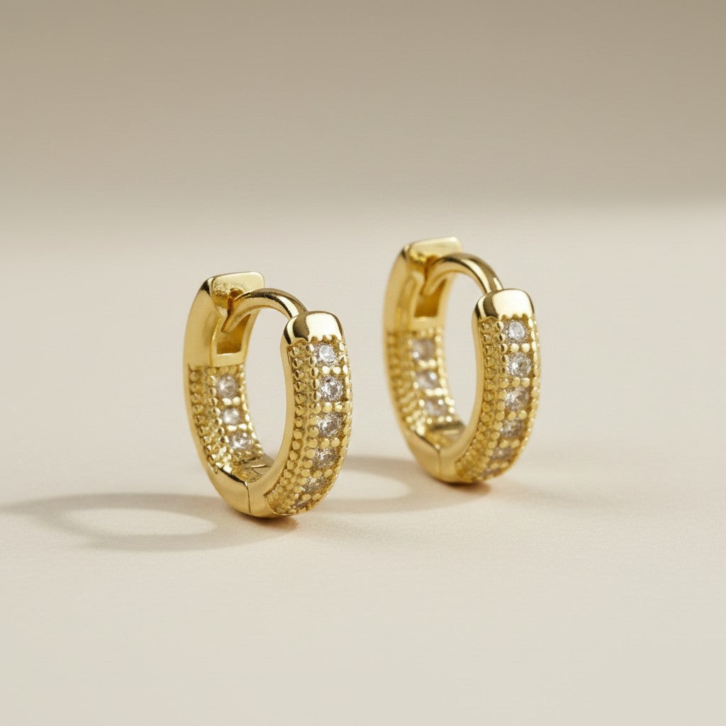 18k Gold Filled Double CZ Hoop Earrings — Inside. Outside. Every Angle. All Sparkle.