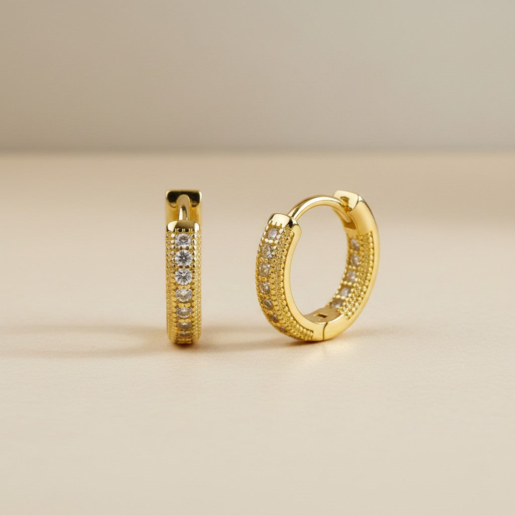 18k Gold Filled Double CZ Hoop Earrings — Inside. Outside. Every Angle. All Sparkle.