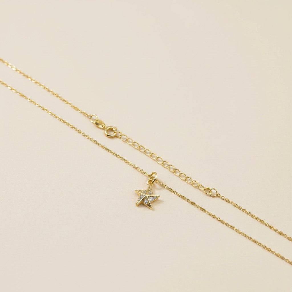 18k Gold Filled Stella a Mulinello CZ Necklace | Italian-Inspired Celestial Elegance