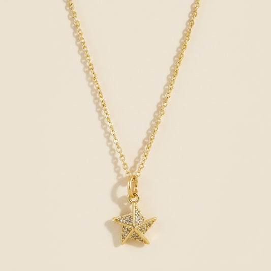 18k Gold Filled Stella a Mulinello CZ Necklace | Italian-Inspired Celestial Elegance