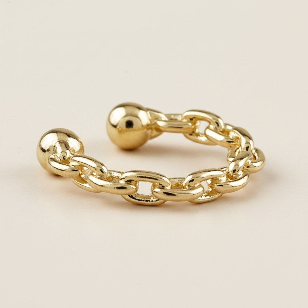 18k Gold Filled Crafted Chain Ear Cuff | No-Piercing Effortless Edge
