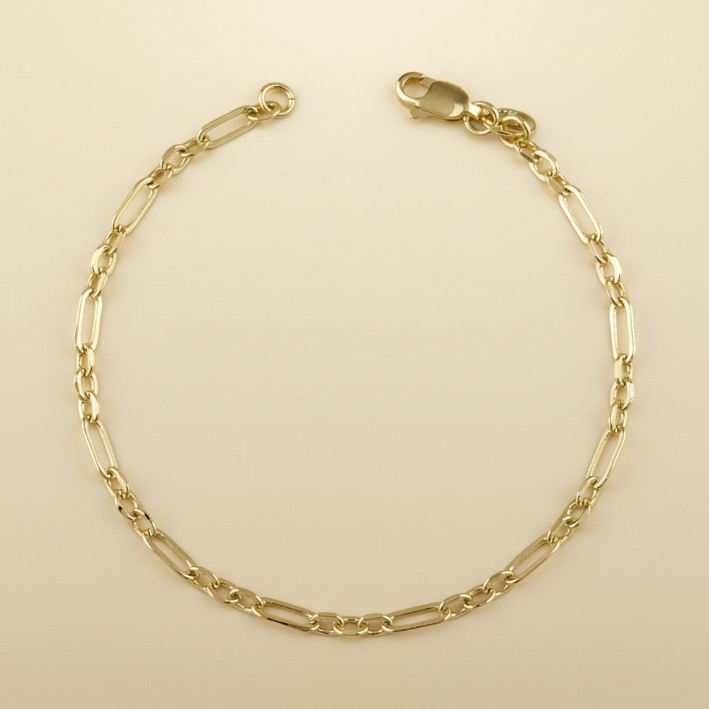 18K Gold Filled 3x1 Alternated Paperclip Bracelet