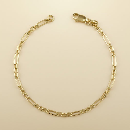 18K Gold Filled 3x1 Alternated Paperclip Bracelet