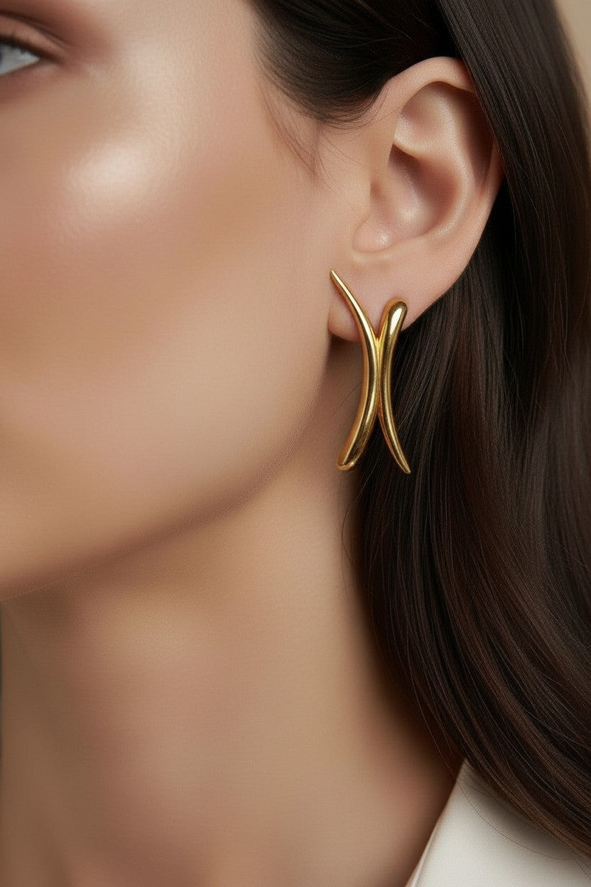 18k Gold Filled Oversized X Earrings — Sculpture You Can Wear