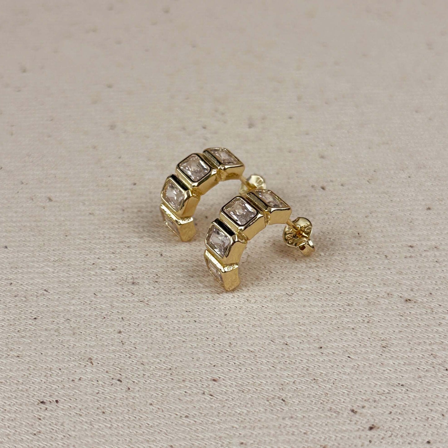 18k Gold Filled Chunky CZ Curve Earrings