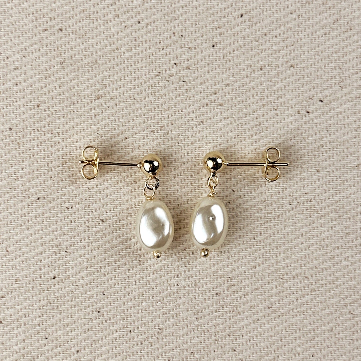 18k Gold Filled Drop Baroque Pearl Earrings