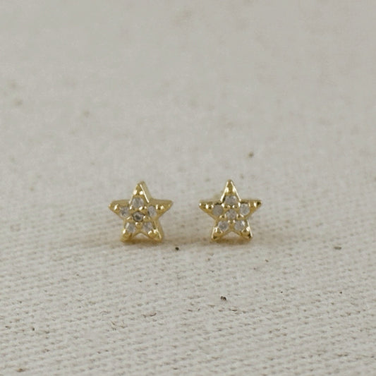 18k Gold Filled Mini CZ Star Stud Earrings