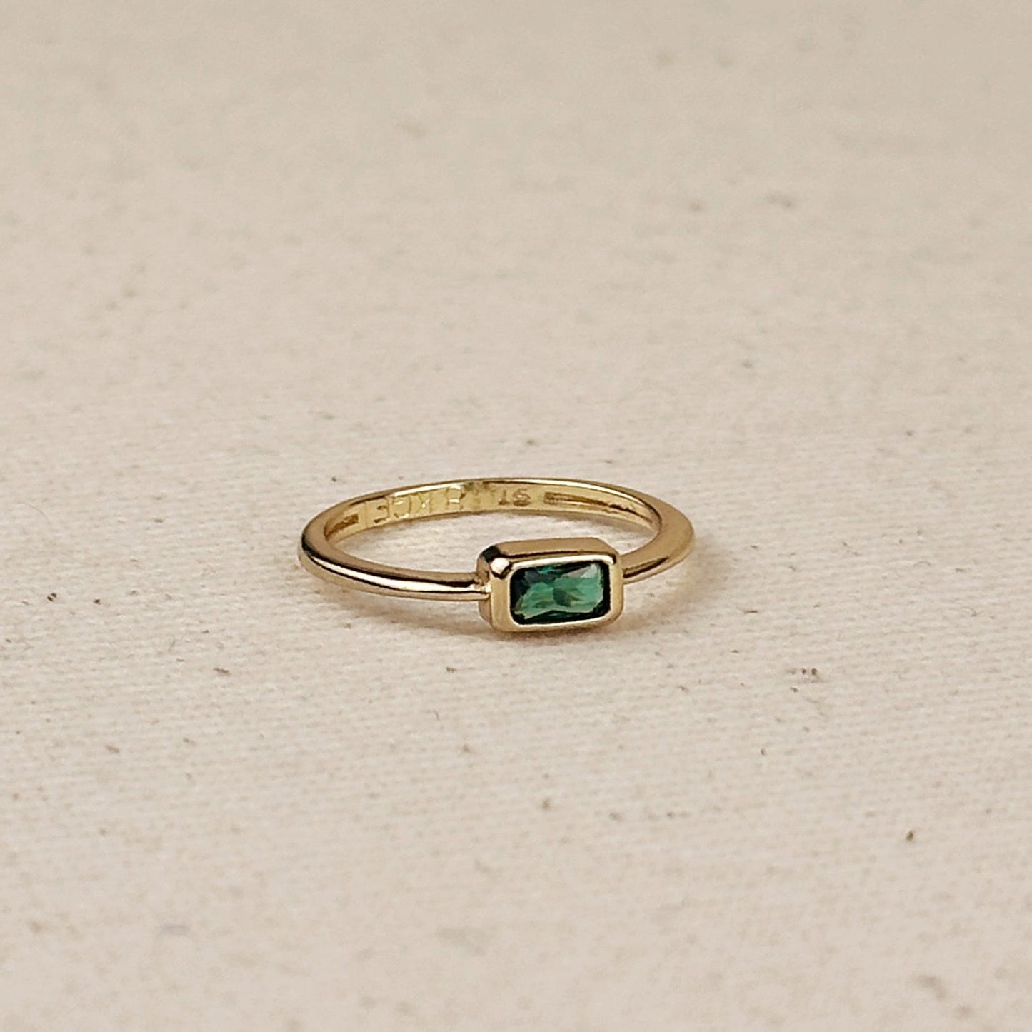 18k Gold Filled Colored CZ Rectangle Solitaire Ring