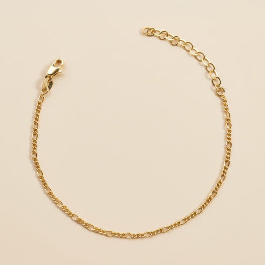 18k Gold Filled 3x1 Rounded Figaro Chain Anklet | Classic Italian-Inspired Style