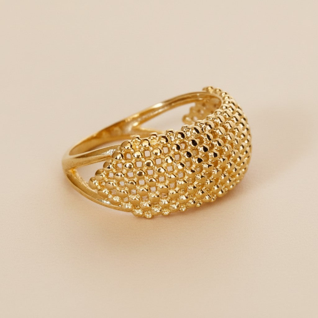 Curved Mesh Cluster Ring - Bold Statement Ring - Handcrafted Women's Ring