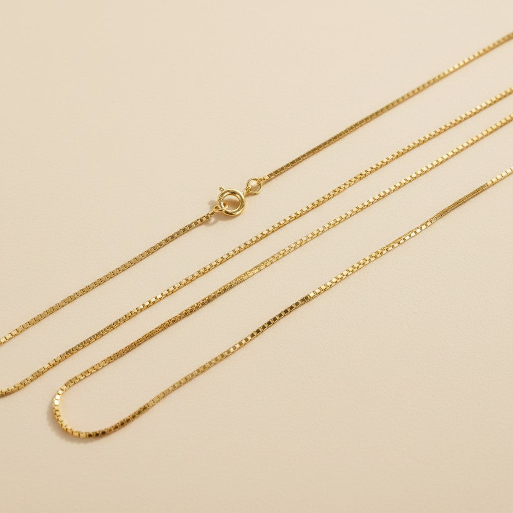 18k Gold Filled 1.2mm Box Chain Necklace | Fine Everyday Essential