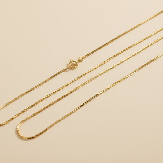 18k Gold Filled 1.2mm Box Chain Necklace | Fine Everyday Essential