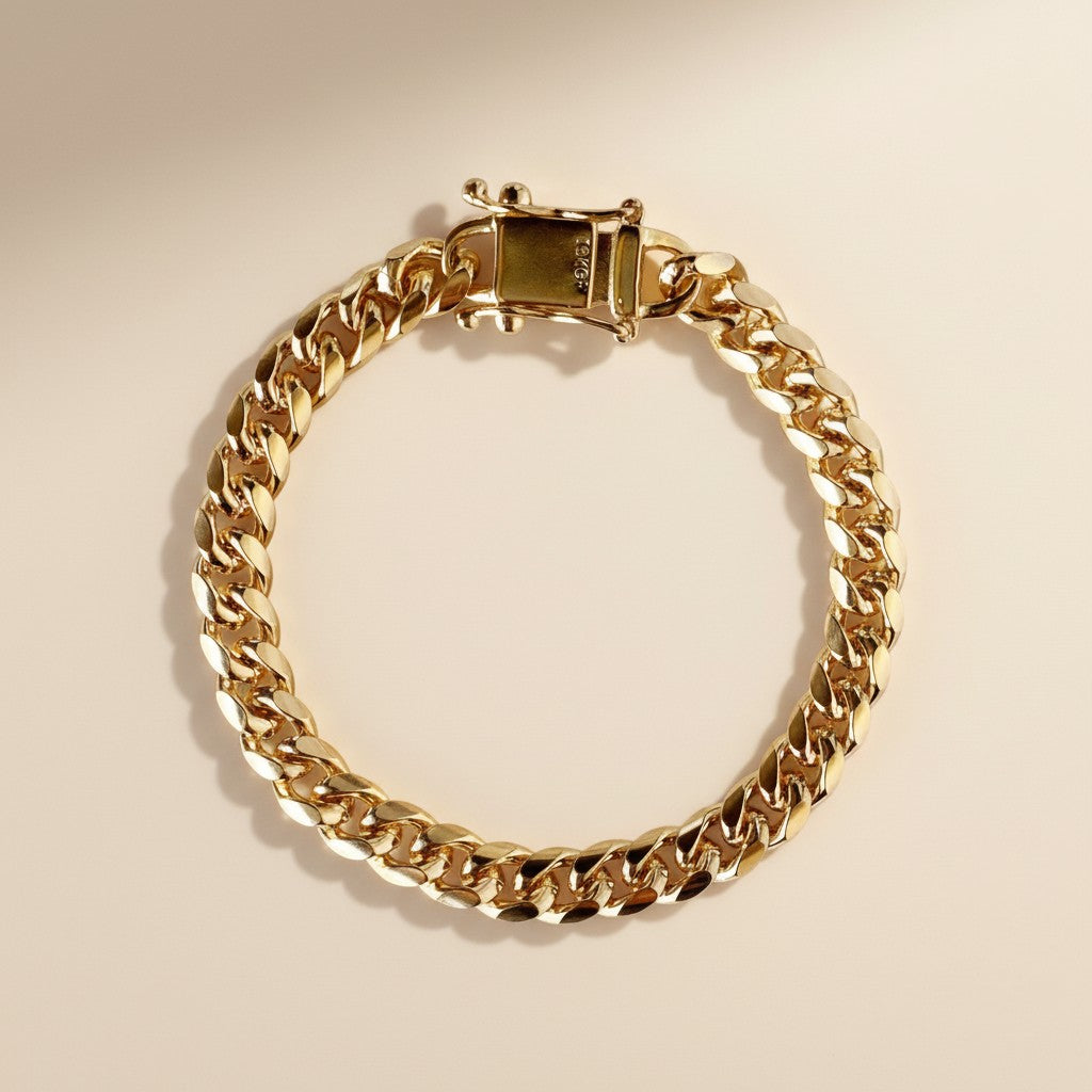 Chunky Cuban Link Bracelet - 7mm Thick Chain with Secure Box Lock