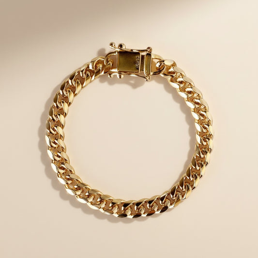 Chunky Cuban Link Bracelet - 7mm Thick Chain with Secure Box Lock