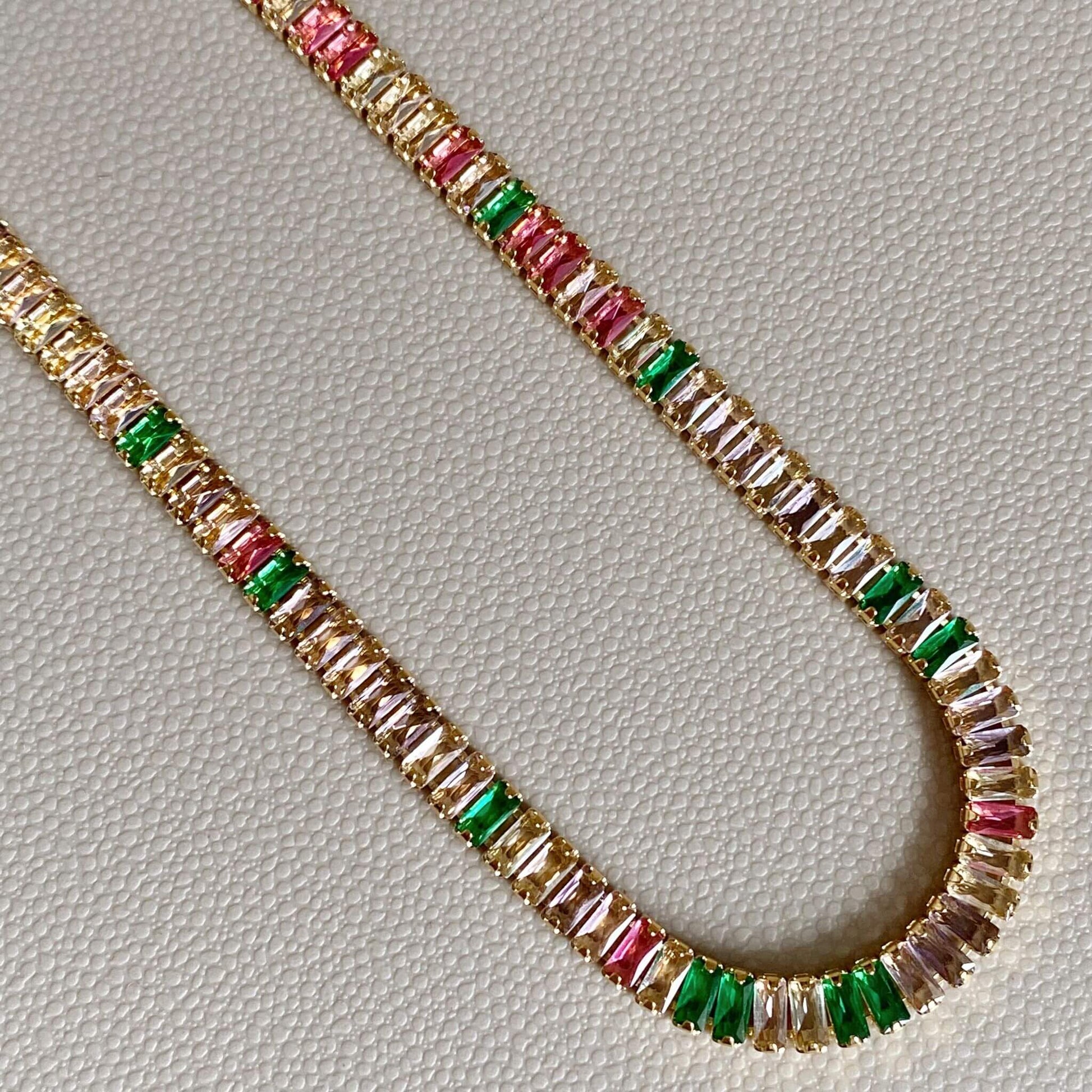 GoldFi 18k Gold Filled Colorful Cubic Zirconia Choker Necklace