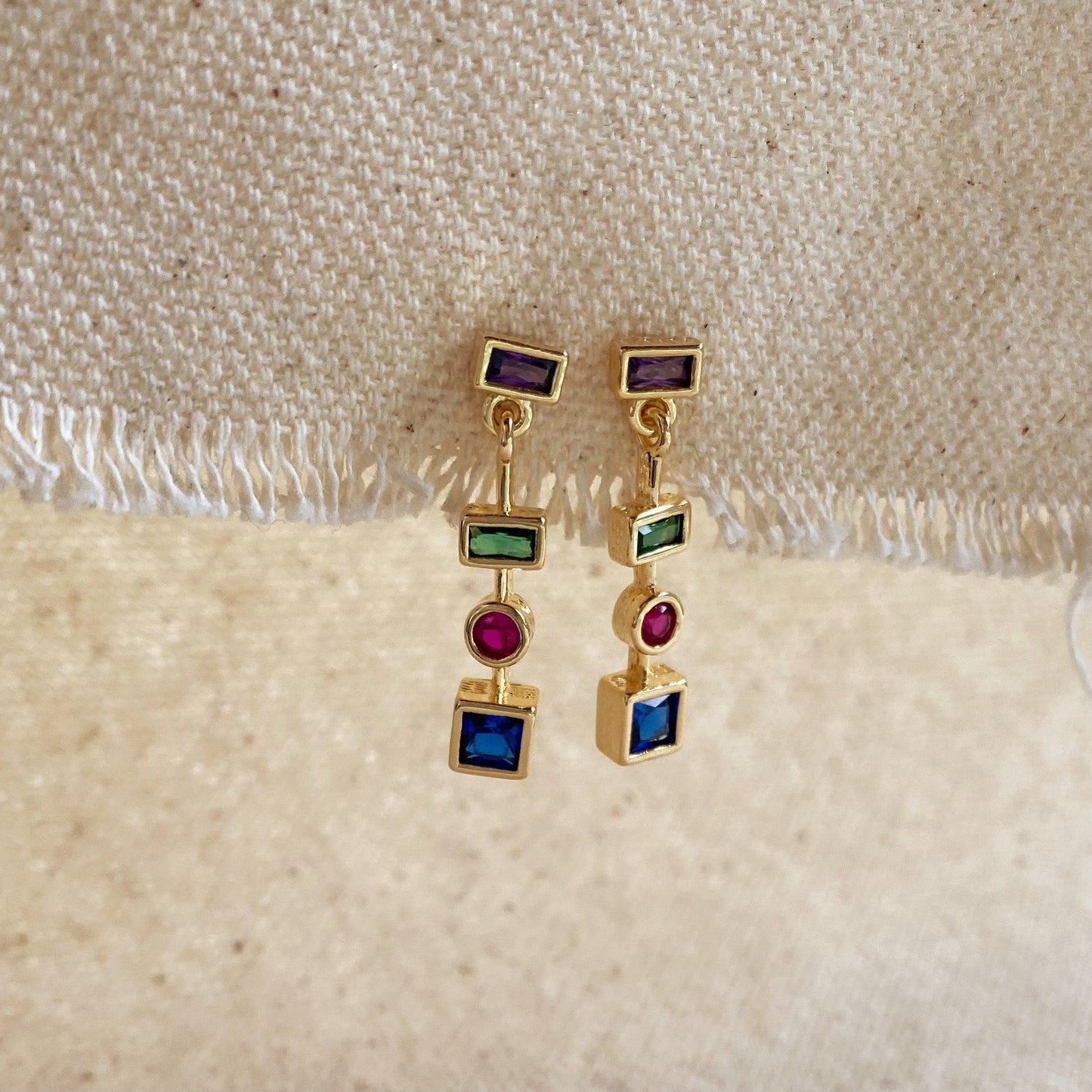 GoldFi 18k Gold Filled Colorful Dangling Shapes Earring